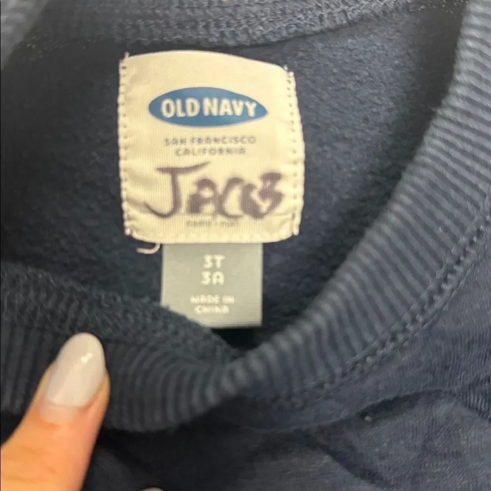 Old Navy Dark Blue Quilted Pullover Kids 3T Long Sleeve Front Pocket LIKE NEW